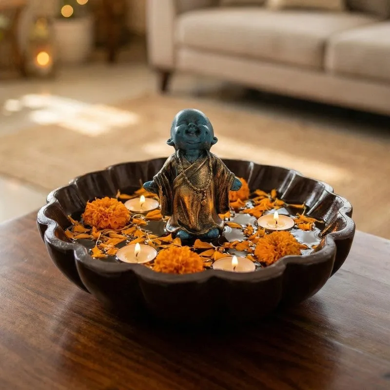 Laughing Buddha Decorative Resin Urli media 1