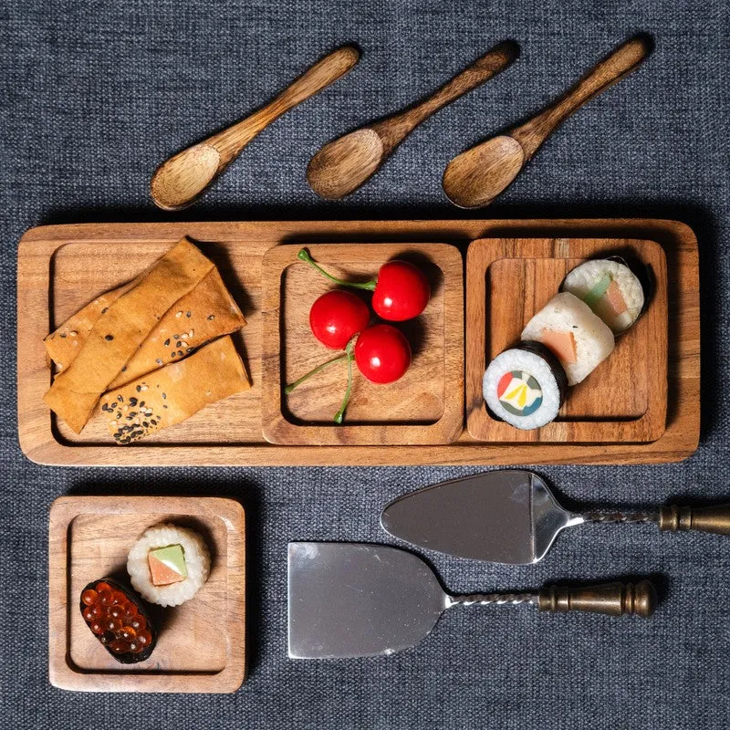 Trinity Wood Sectioned Serving Platter - Four Piece Set media 4