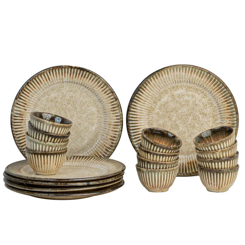 Rustic Beige Ceramic Dinner Set - 18 Piece Set media 3