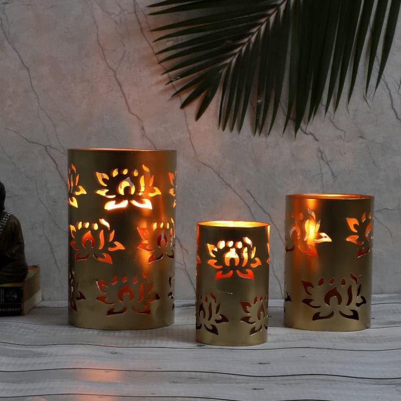 Lotus Spread Tealight Candle Holder - Set Of Three media 3