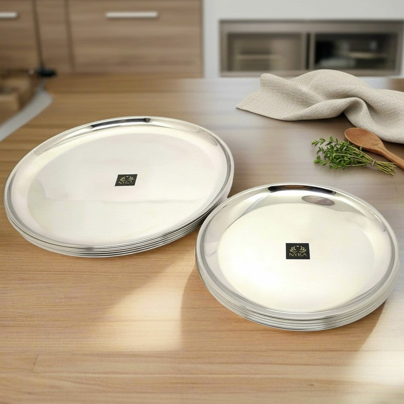 FeastCraft Dining Stainless Steel Dinner Plate - Twelve Piece Set