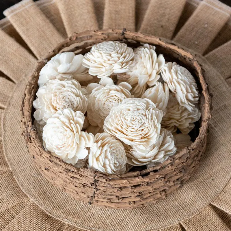 Estar Sola Wood Rose Flower (White) - Set Of Ten media 1
