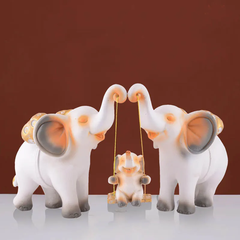 Tiny Tuskers Painted Polyresin Show Piece - Multicolor media 1