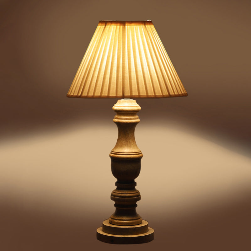 Pleatra II Carve Wooden Table Lamp - White,Brown media 5