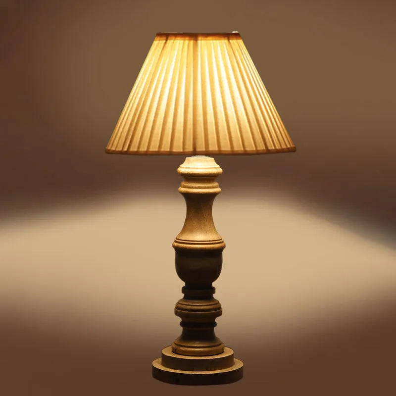 Pleatra II Carve Wooden Table Lamp - White,Brown media 5