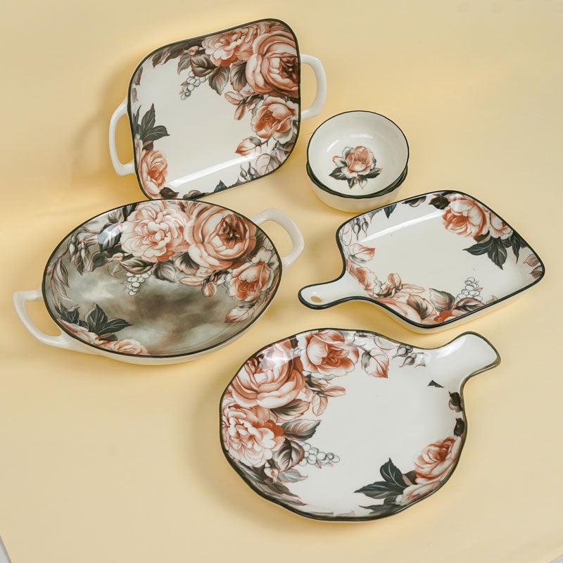 Maduva Porcelain Floral Serving Set - Six Piece Set media 3