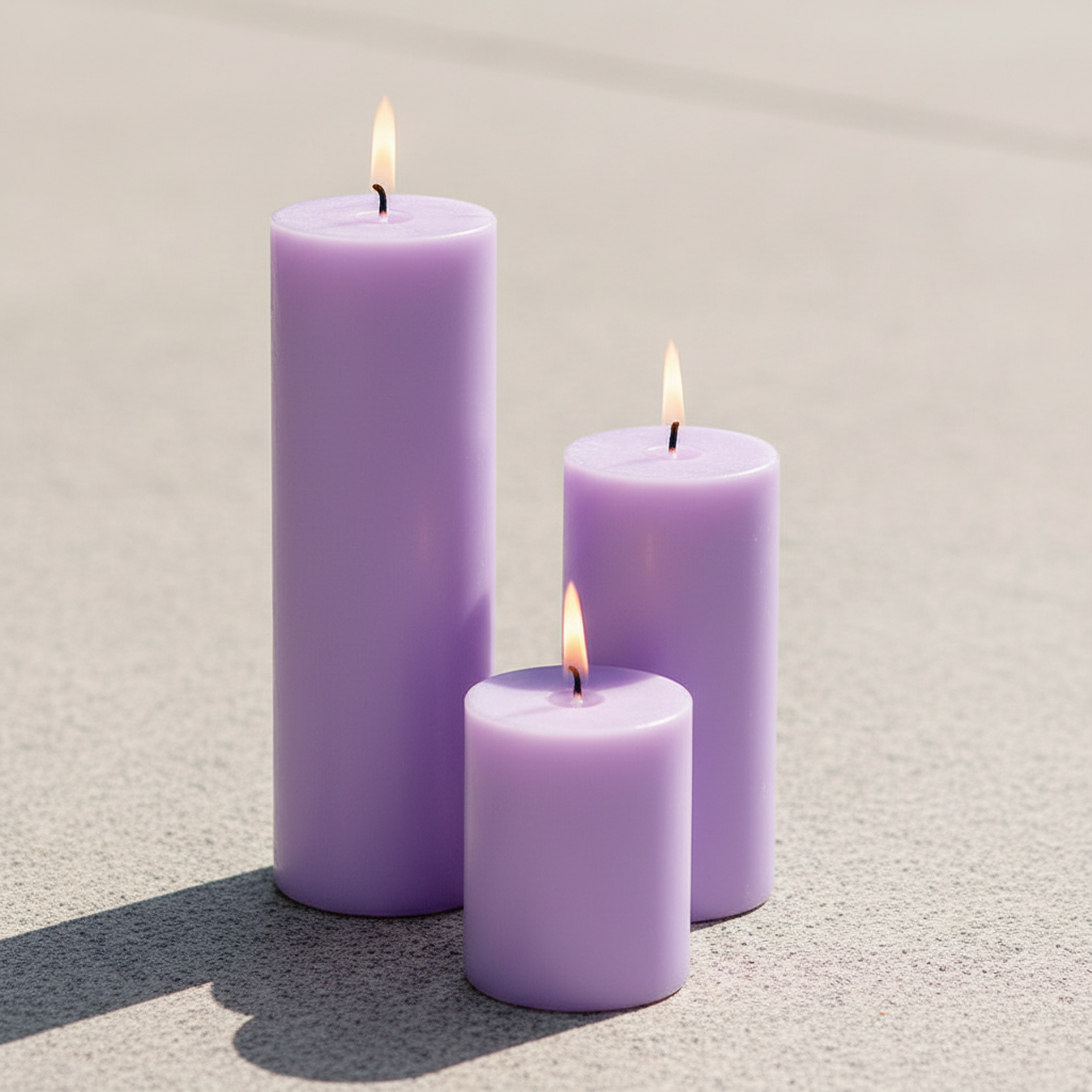 GlowHaven Premium Decorative Candle (Purple) - Set Of Three