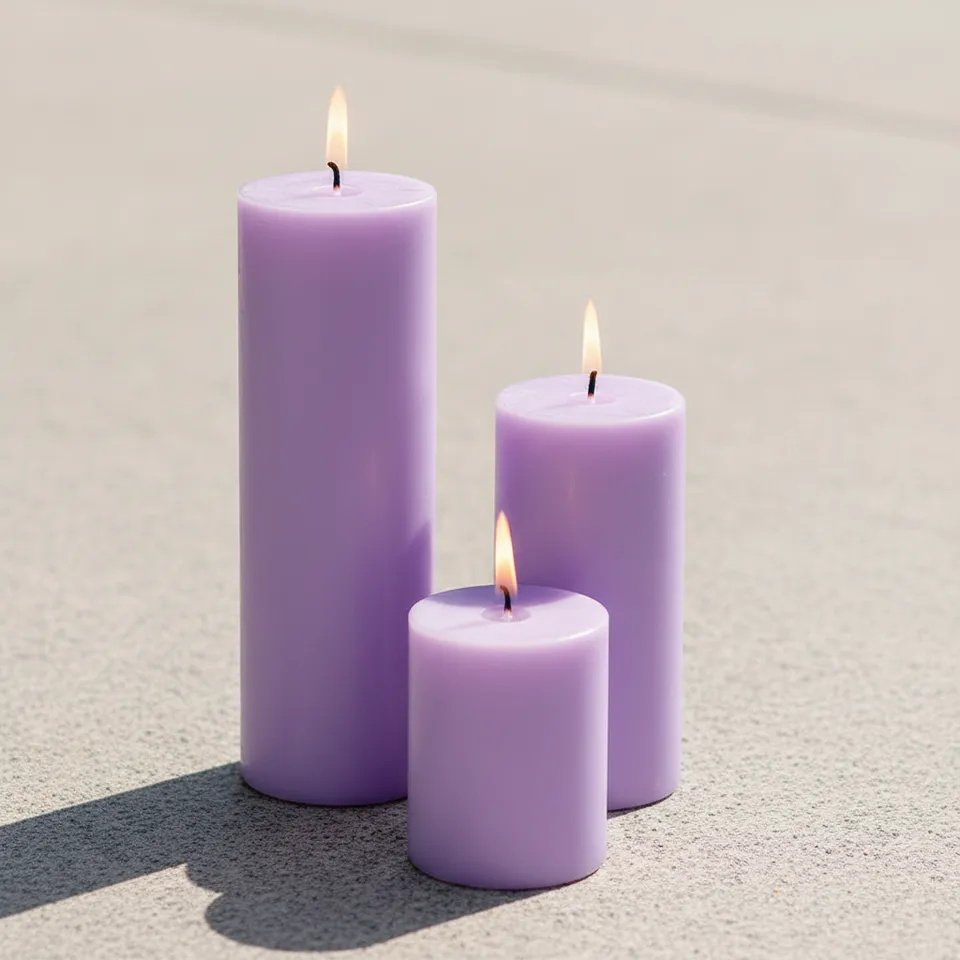 GlowHaven Premium Decorative Candle (Purple) - Set Of Three media 1