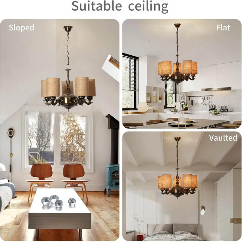 Baroque Cylindrical Golden Antique Ceiling Lamp media 5