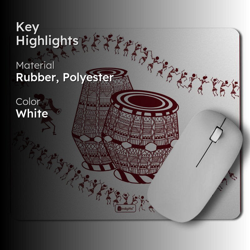 Warli Tabla Mouse Pad - White media 2