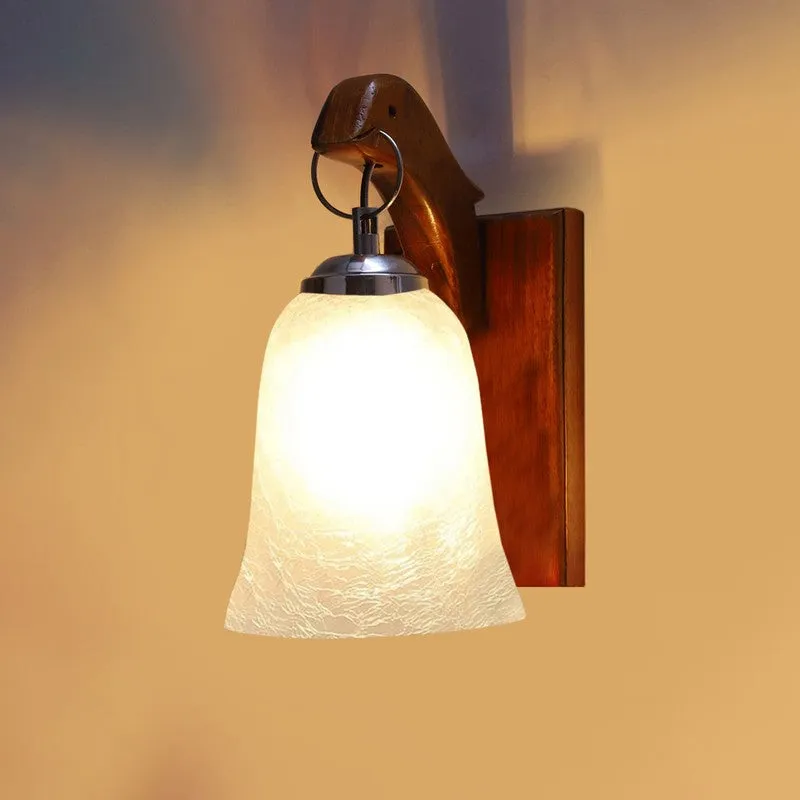 Crystal Bloom Wood Base Glass Wall Lamp media 8