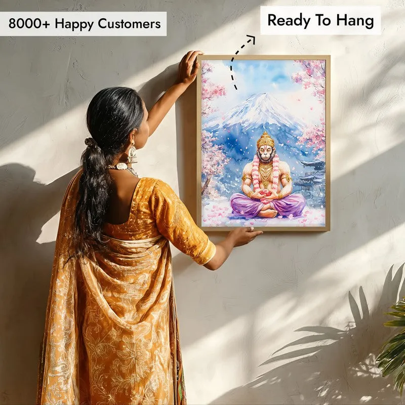 Divine Chiranjeevi Spiritual Archival Paper Wall Painting - Natural Brown Frame media 7