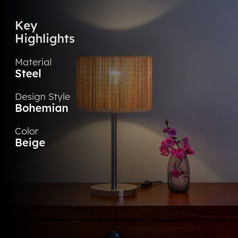Noctra Glow Metal Table Lamp - Beige media 2