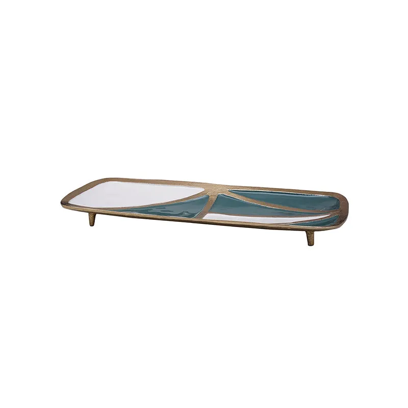 Izen Geometric Aluminum Platter - Green & Beige media 4