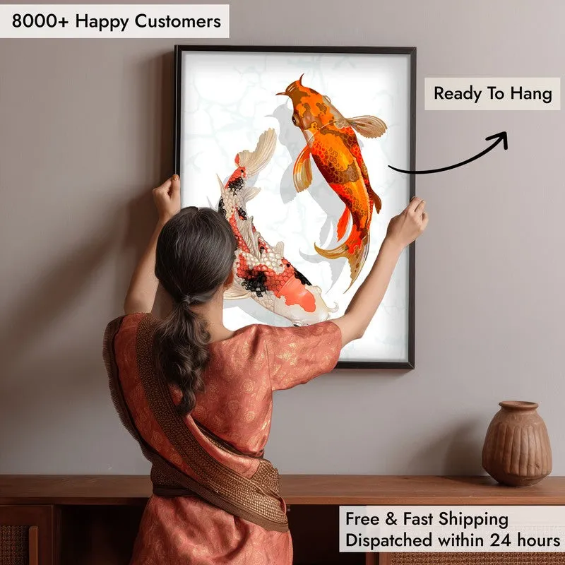 Koi Harmony Archival Paper Wall Art With Frame media 6