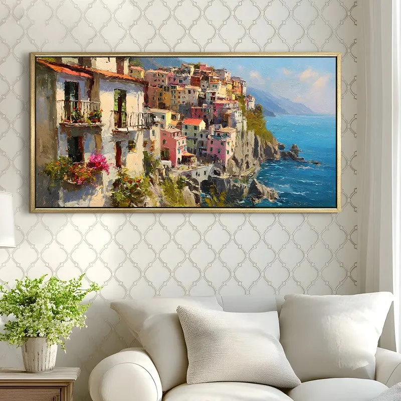 Seaside Mosaic Canvas Wall Painting With Frame media 4
