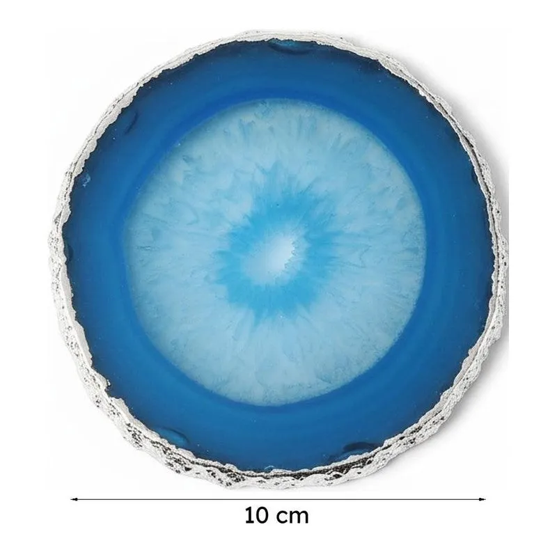 Silasa Handcrafted Crystal Agate Coaster (Blue) - Set Of Four media 6