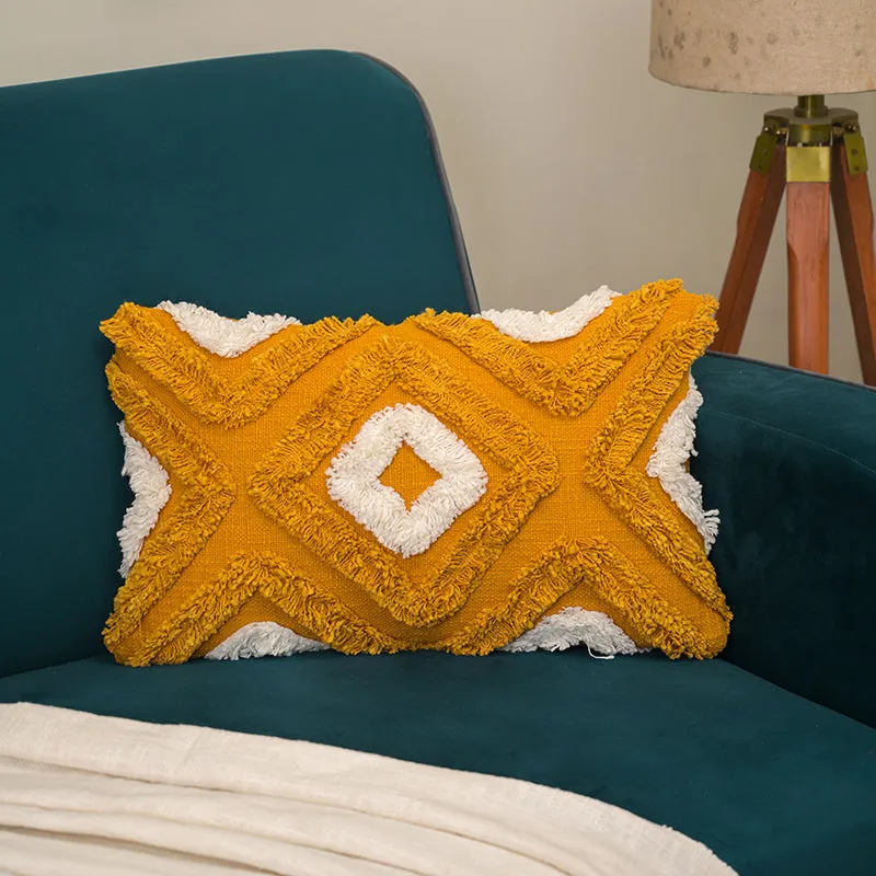 Brush Stitch Tufted Cushion Cover (Rectangle) - Yellow media 1