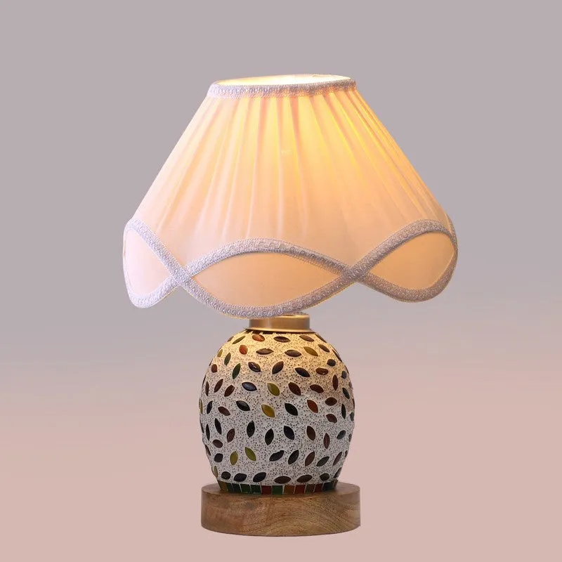 Elyra Arc Pleated Wooden Table Lamp - Multicolor media 6