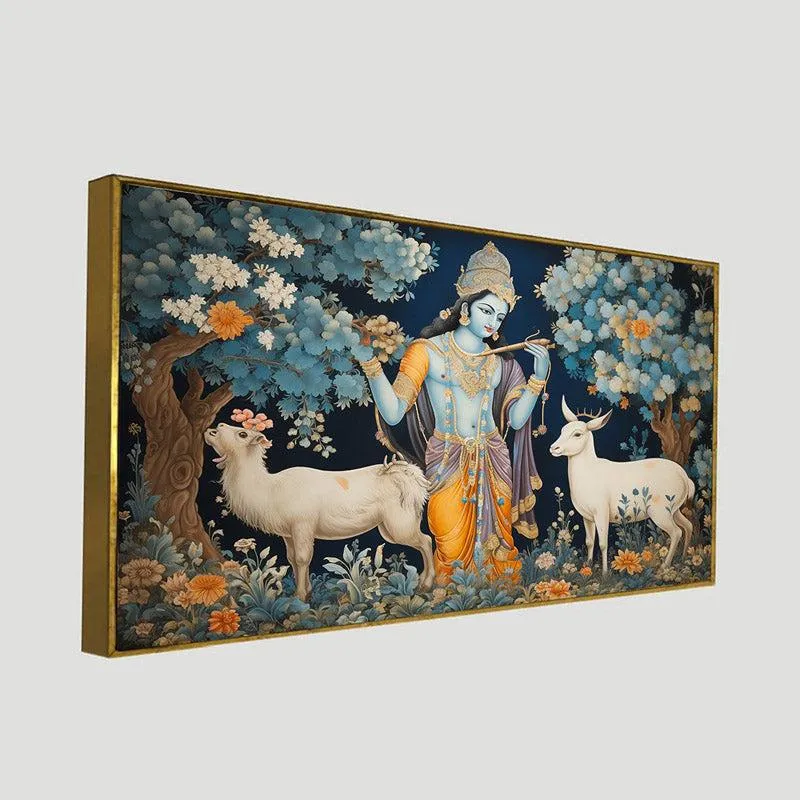 Krishna Bhavana Canvas Wall Painting With Frame media 7
