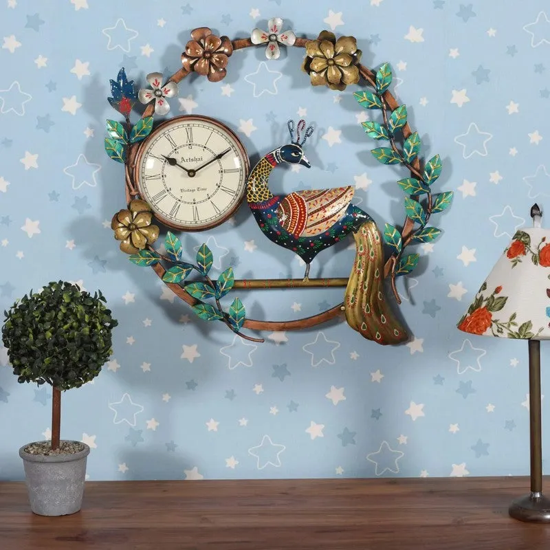 Peacock Clock Iron Wall Accents media 1