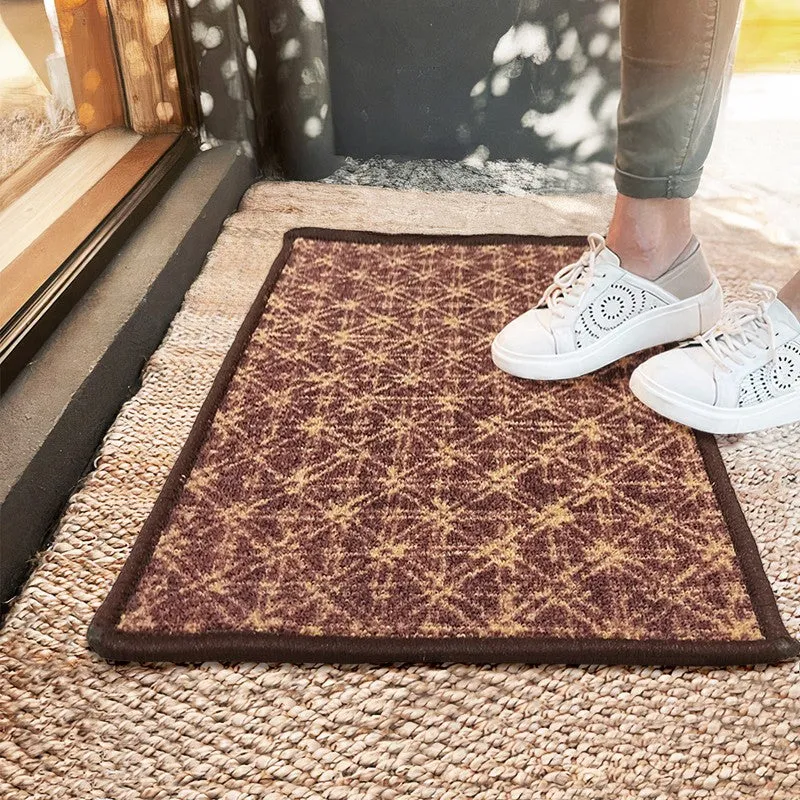 Aster Abstract Nylon Door Mats - Brown,Beige media 1