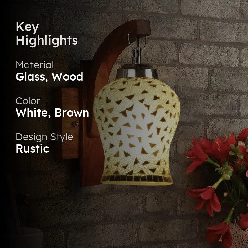 Asta Forma Mosaic Glass & Wooden Wall Lamp media 2