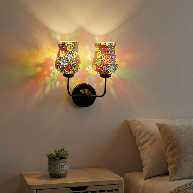 Confetti Mosaic Twin Glass Wall Lamp