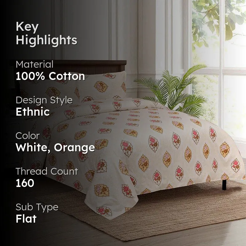 Malikeya Printed Cotton Bedsheet (Red) - 160 TC media 2