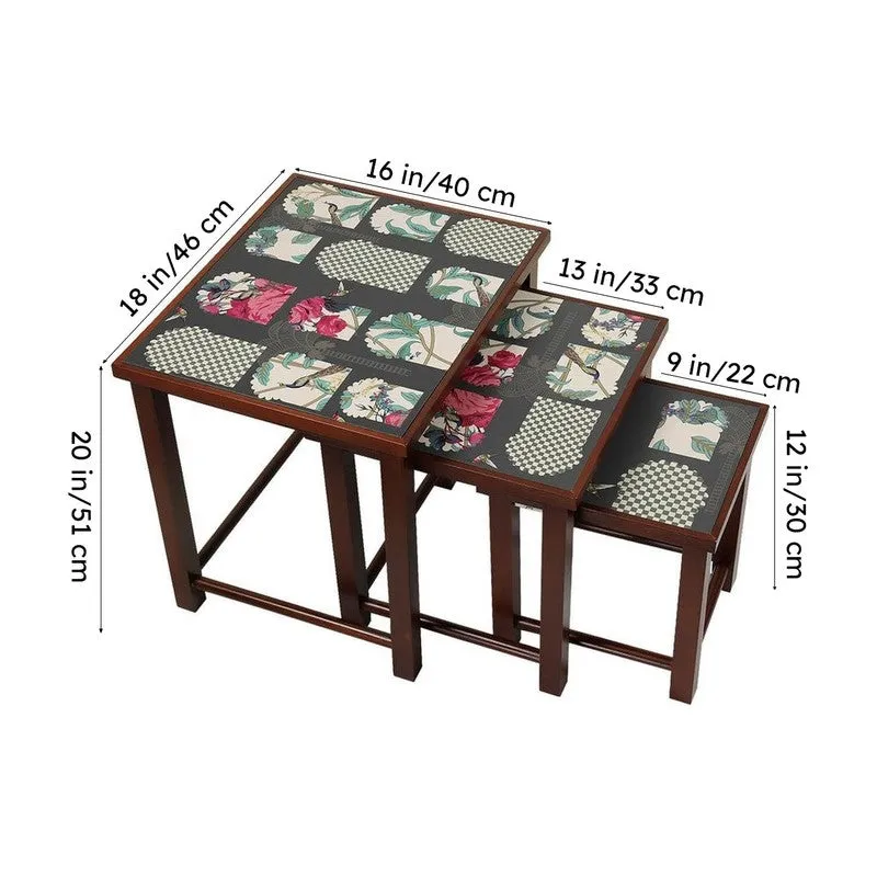 India Circus Teak Wood Signature Nesting Stool - Set Of Three media 8