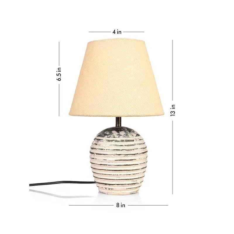 Vintage Beige Shawty Fabric Table Lamp - Ivory,Beige media 5