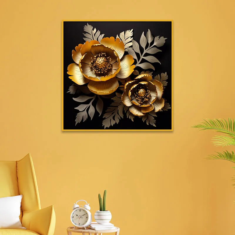 Peony Gild Canvas Wall Art With Frame media 1