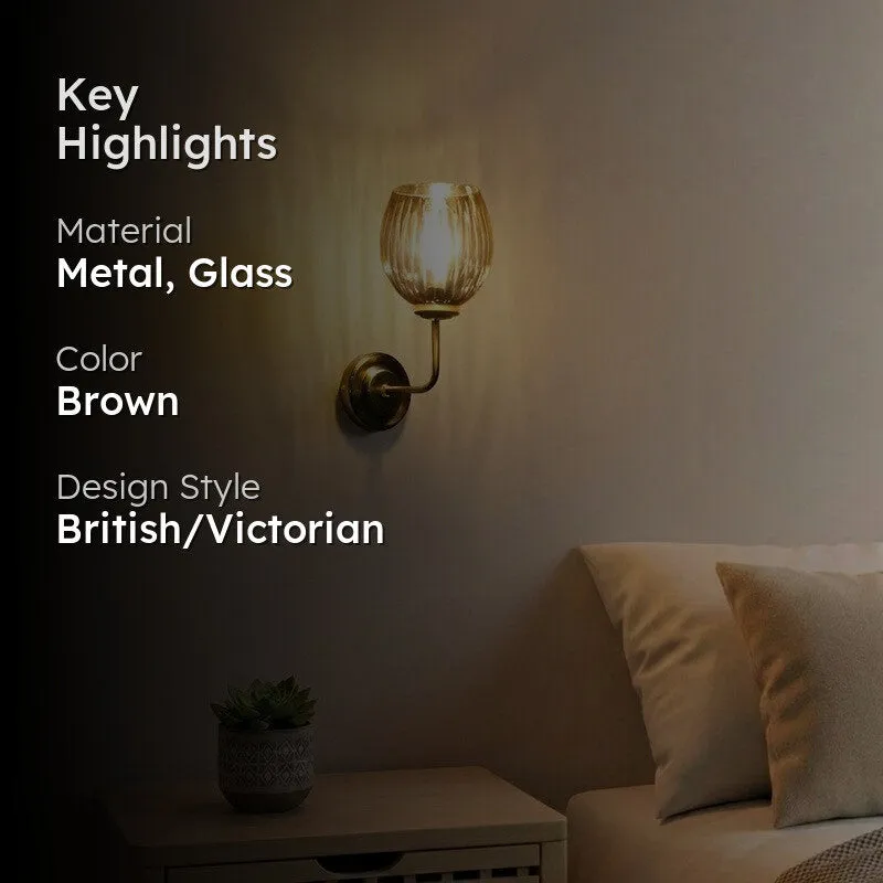 Vintage Glow Golden Base Glass Wall Lamp media 2