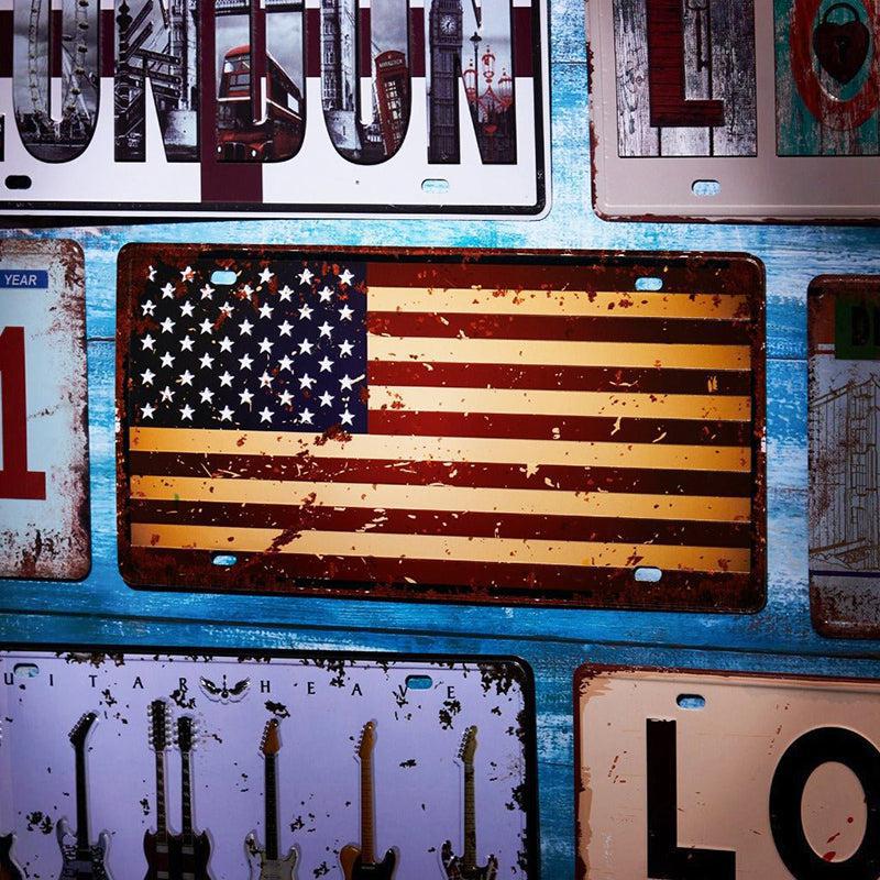 Weathered US Flag Retro Metal Wall Accent