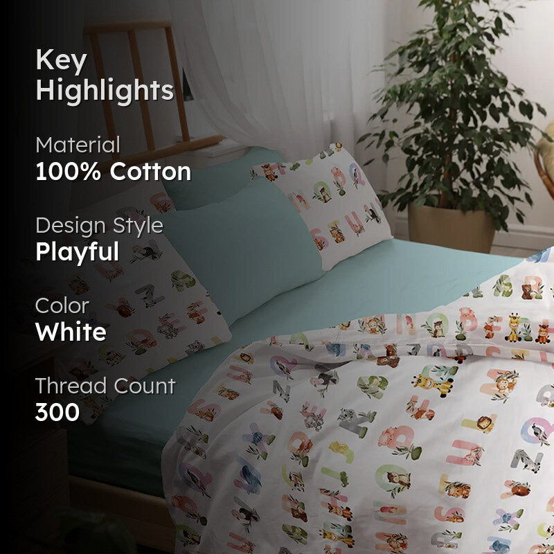 Alphabet Dreams Printed Cotton Duvet Cover media 2