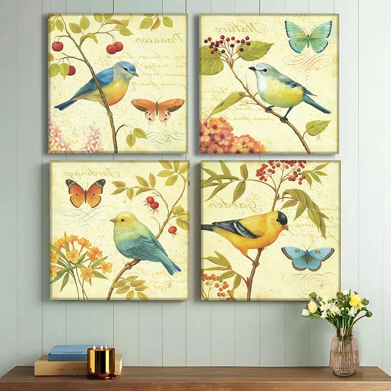 Birds & Butterflies Wall Art - Set Of Four media 1