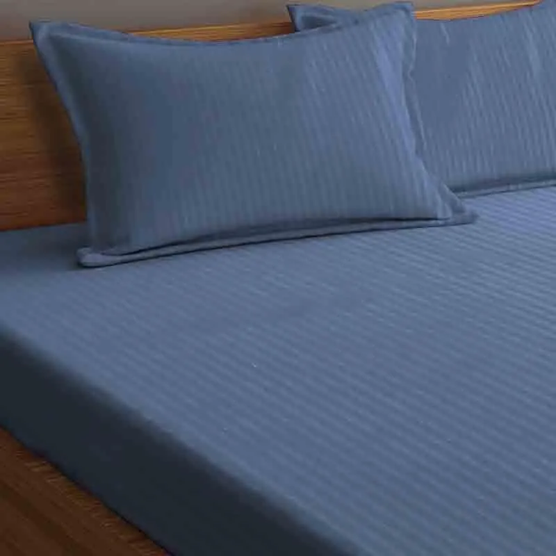 Striped Wonder Bedsheet (Dark Blue) - 140 GSM media 4