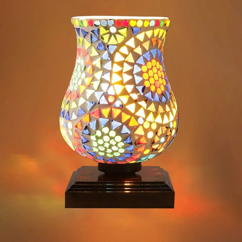Chroma Mosaic Glass Table Lamp With Wooden Base - Multicolor media 8
