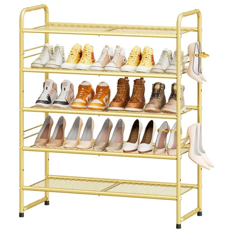 Slim Metal Shoe Rack - Gold media 3