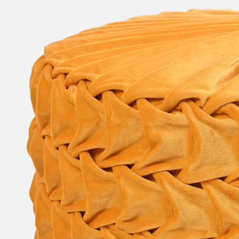 Velora Pleated Velvet Ottoman - Mustard media 4