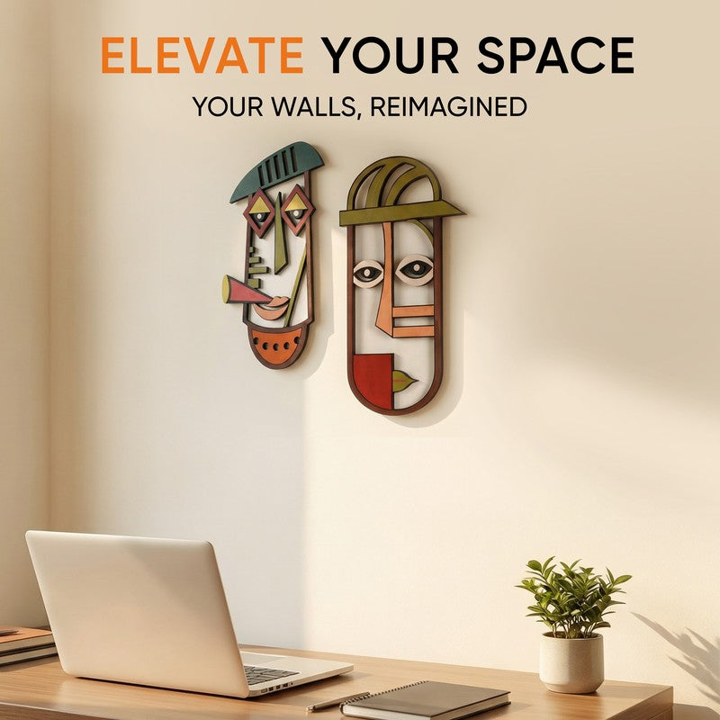 Bhusha Mask Wooden Wall Accent - Set of Two media 8