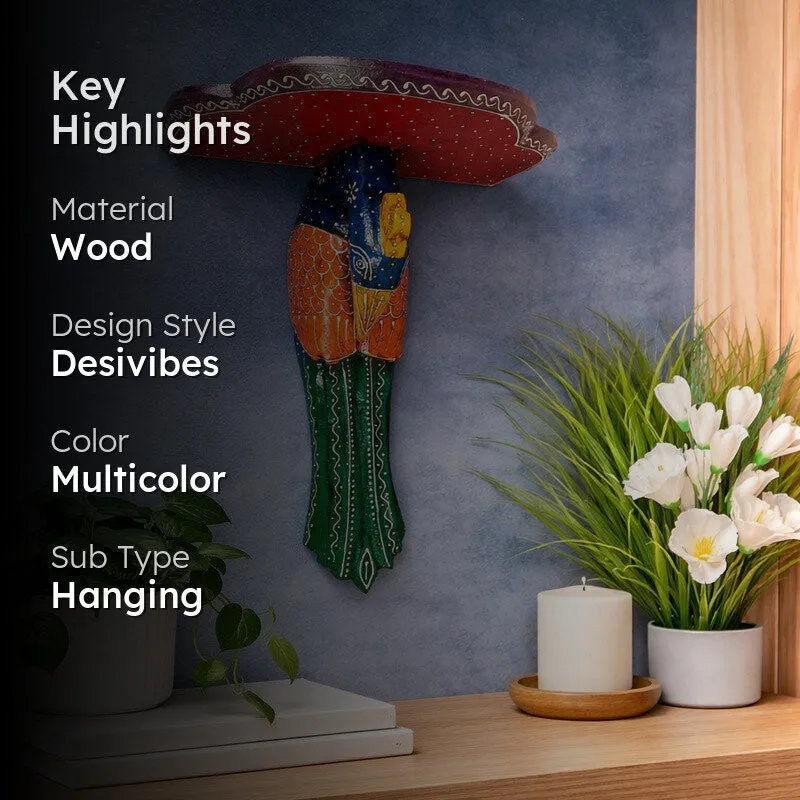 Heritage Wooden Peacock Accent Wall Shelves media 2