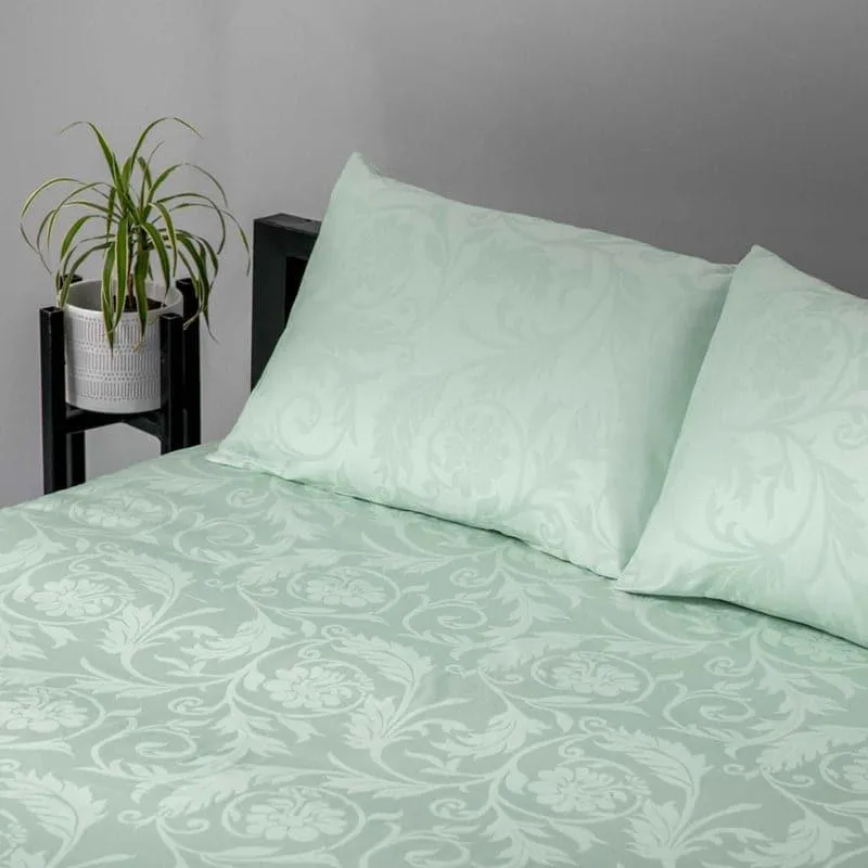 Fruva Vine Floral Cotton Bedsheet (Green) - 300 TC media 4