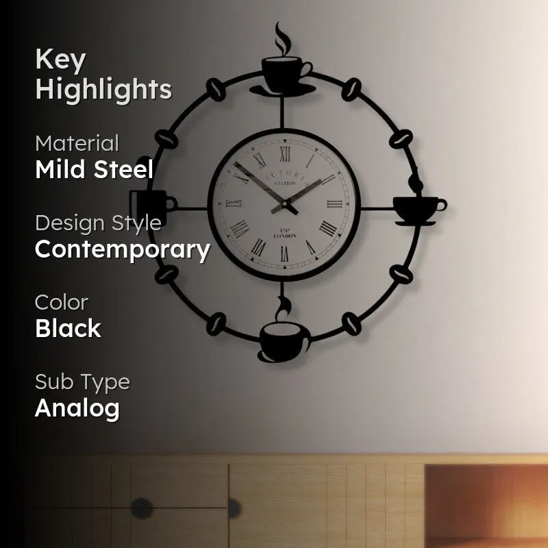 Mystictime Steel Analog Wall Clock - Black media 2