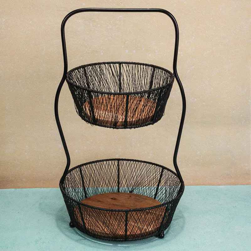 OrchardRise Metal Two-Tier Fruit Basket media 3