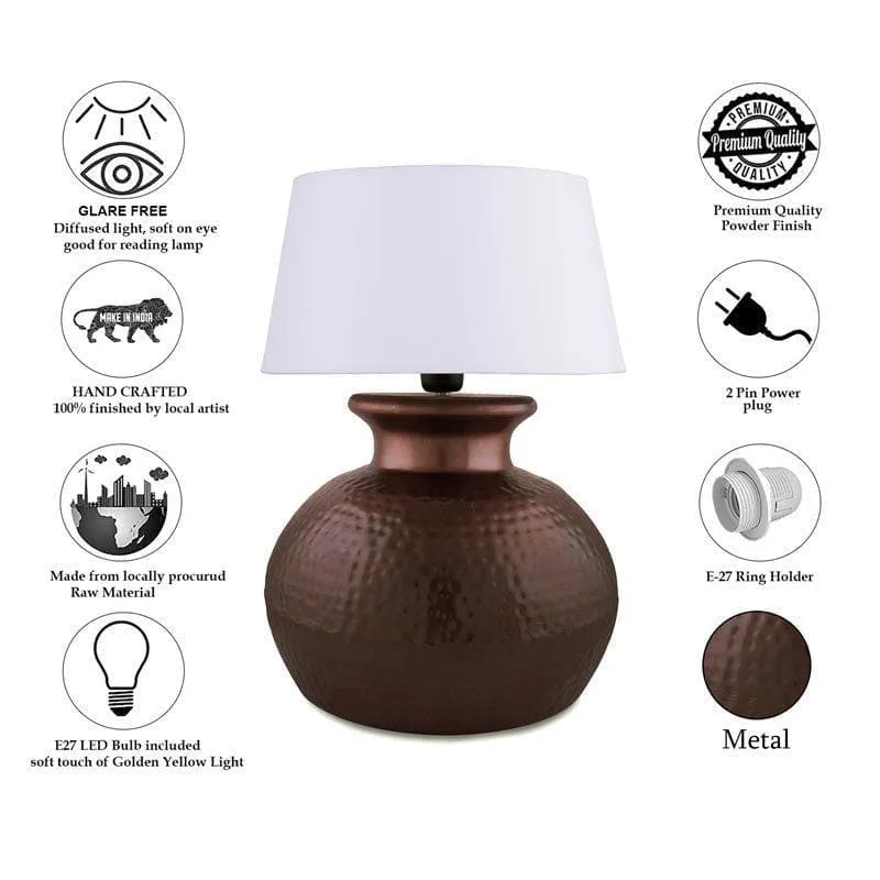 Contadino Copper Pitcher Fabric Table Lamp - White media 5