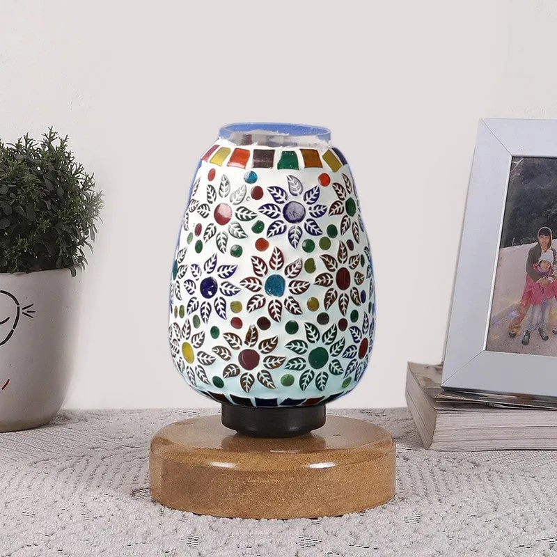 Oryvia Glass Table Lamp With Wooden Base - Multicolor media 4