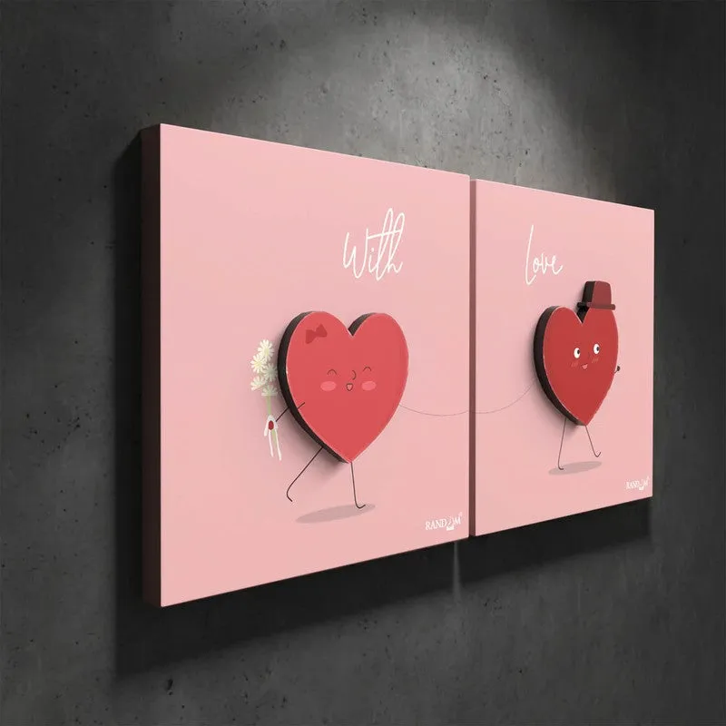 With Love 3D Plaque Canvas Wall Art - Set Of Two media 3