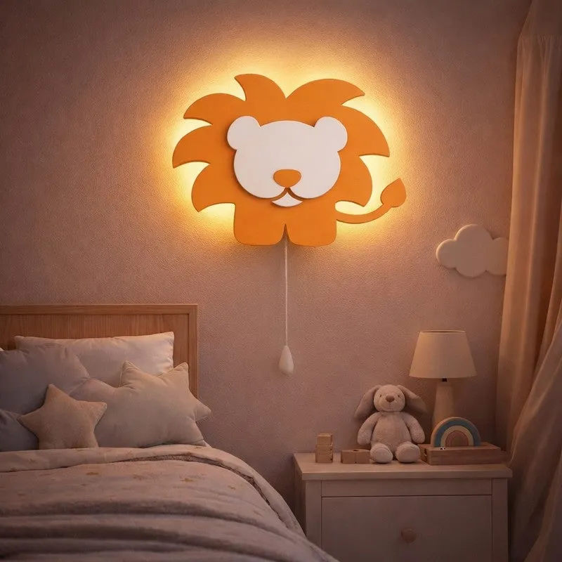 Silenor Lion Battery Operated MDF Wall Lamp - Orange media 1