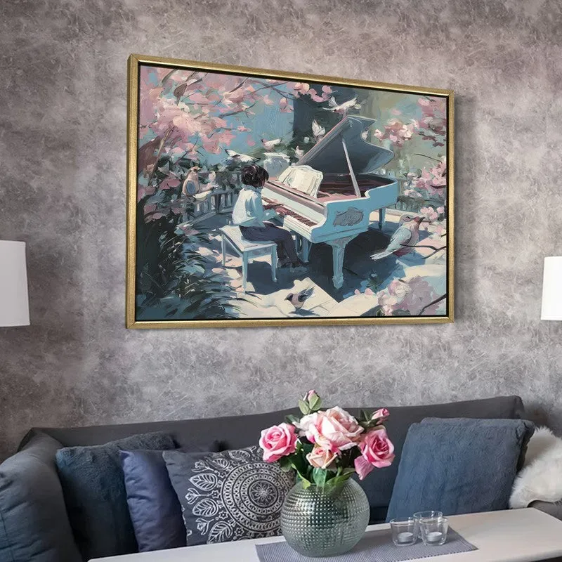 Floral Piano Canvas Wall Painting With Frame media 6